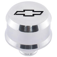 ACDelco Valve Cover Breather Slant Edge Aluminium Push-in Round Polished Black Bowtie Emblem 2.500 in. Diameter 1.220 in. Hole Size Each