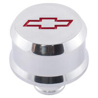 ACDelco Valve Cover Breather Slant Edge Aluminium Push-in Round Polished Red Bowtie Emblem 2.500 in. Diameter 1.220 in. Hole Size Each