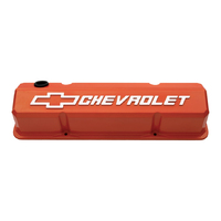 ACDelco Valve Covers Cast Aluminium Orange Tall Chevrolet Bowtie Emblem Chevrolet Small Block Pair