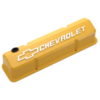 ACDelco Valve Covers Slant-Edge Tall Perimeter Bolt Mounting Style Yellow Bowtie Emblem Chevrolet Small Block Pair