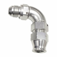 Aeroflow 1/4" Tube 90 Deg Male -4AN Silver Swivel Nut With Olive AF137-04S