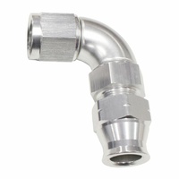 Aeroflow 1/4" Tube 90 Deg Female -4AN Silver Swivel Nut With Olive AF139-04S