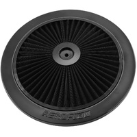 Aeroflow Black Full Flow Air Filter Top Plate - 11" diameter, black washable cotton element