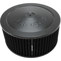 Aeroflow Black Air Filter Assembly - 11" x 5", 5-1/8" neck, Flat Base with black washable cotton element