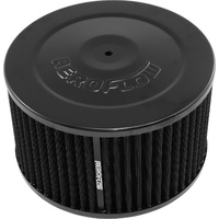 Aeroflow Black Air Filter Assembly - 7" x 4", 5-1/8" neck, Flat Base with black washable cotton element