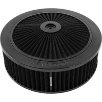Aeroflow Black Full Flow Air Filter Assembly - 11" x 3-1/2", 5-1/8" neck, Flat Base with black washable cotton element