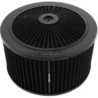 Aeroflow Black Full Flow Air Filter Assembly - 11" x 6", 5-1/8" neck, Flat Base with black washable cotton element