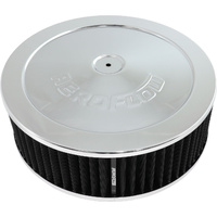 Aeroflow Chrome Air Filter Assembly - 11" x 3-1/2", 5-1/8" neck, Flat Base with black washable cotton element
