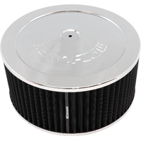 Aeroflow Chrome Air Filter Assembly - 11" x 5", 5-1/8" neck, Flat Base with black washable cotton element