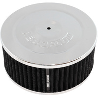 Aeroflow Chrome Air Filter Assembly - 7" x 3", 5-1/8" neck, Flat Base with black washable cotton element