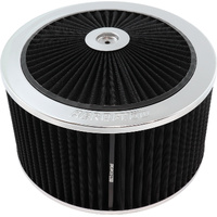 Aeroflow Chrome Full Flow Air Filter Assembly - 11" x 6", 5-1/8" neck, Flat Base with black washable cotton element