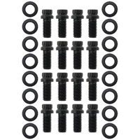 Aeroflow Small Block Chev Header Bolts 3/8-16" 12pt Black 12 Pack AF37-1003