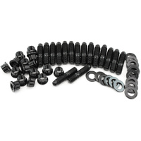 Aeroflow Small & Big Block Chevy Header Stud Kit 3/8" OAL 1.670", Pack of 16 - Black Finish - 12 Point Nuts, 8740 Material
