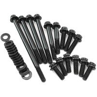 Aeroflow Small Block Ford Windsor Timing Cover & Water Pump Bolt Kit - Black Finish - 12 Point Head and 8740 Grade Material