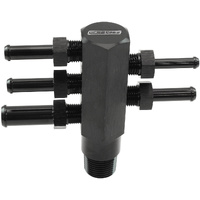 Aeroflow 3/8" NPT Aluminium Vacuum Tree - Black Finish - 1 x 3/16", 3 x 1/4", 1 x 3/8" Barbs Included