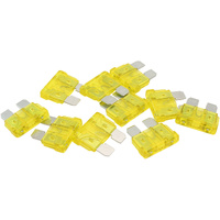 Aeroflow 20 AMP Standard Blade Fuses â€“ 10 Pack - Yellow Body Colour
