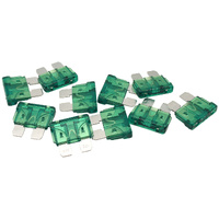 Aeroflow 30 AMP Standard Blade Fuses â€“ 10 Pack - Green Body Colour