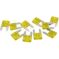 Aeroflow 20 AMP Mini Blade Fuses â€“ 10 Pack - Yellow Body Colour
