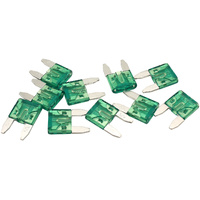 Aeroflow 30 AMP Mini Blade Fuses â€“ 10 Pack - Green Body Colour