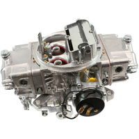 Aeroflow 600cfm 4-Barrel Double Pumper Carburettor with Mechanical Secondaries - Square bore 4150 Flange, Electric Choke, Silver Finish