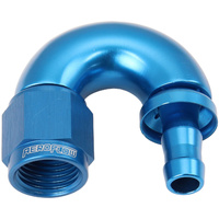 Aeroflow 510 Series 180° Full Flow Push Lock Hose End -6AN To 5/16" Barb Blue