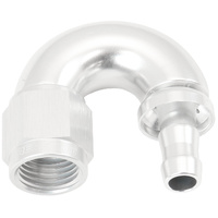 Aeroflow 510 Series 180° Push Lock Hose End -6AN to 5/16" Barb Silver Finish