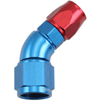 Aeroflow 200 Series 45 Degree Stepped Hose End -8AN to -8 Hose Blue Red