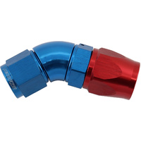 Aeroflow 45 Degree Stepped Hose End -8AN to -10 Hose Teflon Style Blue/Red