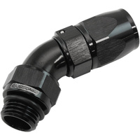 Aeroflow ORB Taper Swivel 45° Hose End -6 ORB to -6AN - Black Finish. Suit 200 & 250 Series Hose