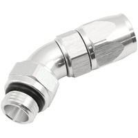 Aeroflow ORB Taper Swivel 45° Hose End -6 ORB to -6AN - Silver Finish. Suit 200 & 250 Series Hose