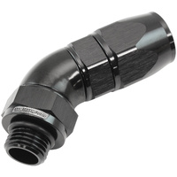Aeroflow ORB Taper Swivel 45° Hose End -6 ORB to -6AN - Black Finish. Suit 200 & 250 Series Hose