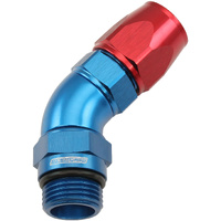 Aeroflow ORB Taper Swivel 45° Hose End -8 ORB to -8AN - Blue/Red Finish. Suit 200 & 250 Series Hose