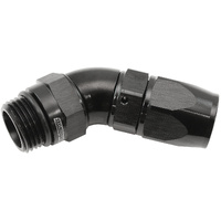 Aeroflow ORB Taper Swivel 45° Hose End -8 ORB to -8AN - Black Finish. Suit 200 & 250 Series Hose