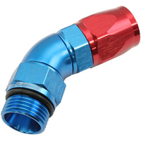 Aeroflow ORB Taper Swivel 45° Hose End -10 ORB to -10AN - Blue/Red Finish. Suit 200 & 250 Series Hose