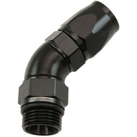 Aeroflow ORB Taper Swivel 45° Hose End -10 ORB to -10AN - Black Finish. Suit 200 & 250 Series Hose