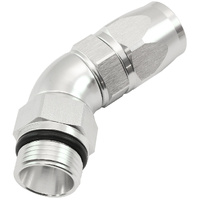 Aeroflow ORB Taper Swivel 45° Hose End -10 ORB to -10AN - Silver Finish. Suit 200 & 250 Series Hose