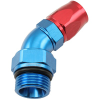 Aeroflow ORB Taper Swivel 45° Hose End -12 ORB to -10AN - Blue/Red Finish. Suit 200 & 250 Series Hose