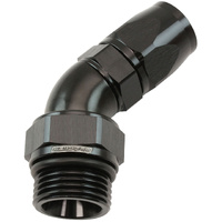 Aeroflow ORB Taper Swivel 45° Hose End -12 ORB to -10AN - Black Finish. Suit 200 & 250 Series Hose