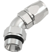 Aeroflow ORB Taper Swivel 45° Hose End -12 ORB to -12AN - Silver Finish. Suit 200 & 250 Series Hose