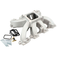 Aeroflow GM LS Rectangle Port Carburettor Hi Rise Single Plane Non-EFI Intake Manifold, Natural Cast Finish