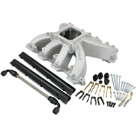 Aeroflow GM LS Rectangle Port Carburettor Hi Rise Race Single Plane EFI Intake Manifold, Natural Cast Finish