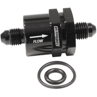 Aeroflow Inline Check Valve -4AN One Way Fuel Black AF612-04BLK