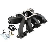 Aeroflow GM LS Rectangle Port Carburettor Hi Rise Single Plane Non-EFI Intake Manifold, Black Finish