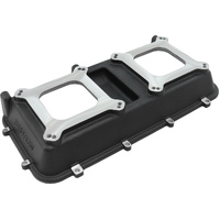 Aeroflow Top Plate with Dual Carburettor Flange For Modular Intake Manifolds, Black Finish - Suit 4150 Square Bore Carbs