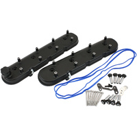 Aeroflow Valve Cover Set, Standard Height, Black Finish - Suit GM LS Series Engines. Factory Position Coil Mounts