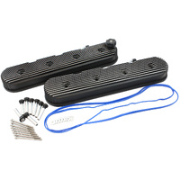 Aeroflow GM LS Retro Finned Valve Covers Black LS1 LS2 LS3 No Coil Mount
