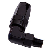 Aeroflow Male NPT Taper Swivel 90° Hose End 3/4" to -12AN - Black Finish. Suit 100 & 450 Series Hose