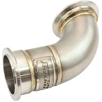 Aeroflow GM LS Twin Turbo Short Turn Up Adapter Stainless Steel Manifold - 2.5" V-Band and AF8080-1016 Flange, Sold Individually