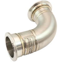 Aeroflow GM LS Twin Turbo Long Turn Up Adapter Stainless Steel Manifold - 2.5" V-Band and AF8080-1016 Flange, Sold Individually