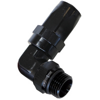 Aeroflow ORB Taper Swivel 90° Hose End -10AN to -12ORB - Black Finish. Suit 100 & 450 Series Hose